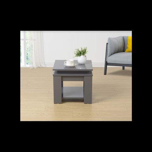 GREY Square Side Table with BLUE LED Light - EFFULGENCE