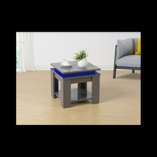 GREY Square Side Table with BLUE LED Light - EFFULGENCE