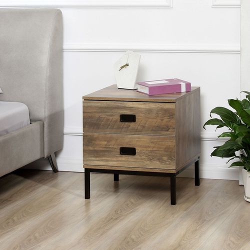 End Table Metal Frame Bed Side Table Storage Drawer Bedroom Living Room Coffee