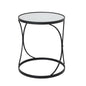 Concaved Set Of Two Black Mirrored Side Tables
