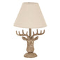 Stonewashed Stag Head Table Lamp With Linen Shade
