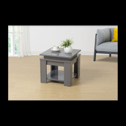 GREY Square Side Table with BLUE LED Light - EFFULGENCE