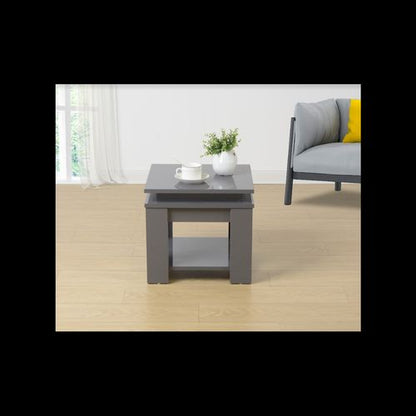 GREY Square Side Table with BLUE LED Light - EFFULGENCE